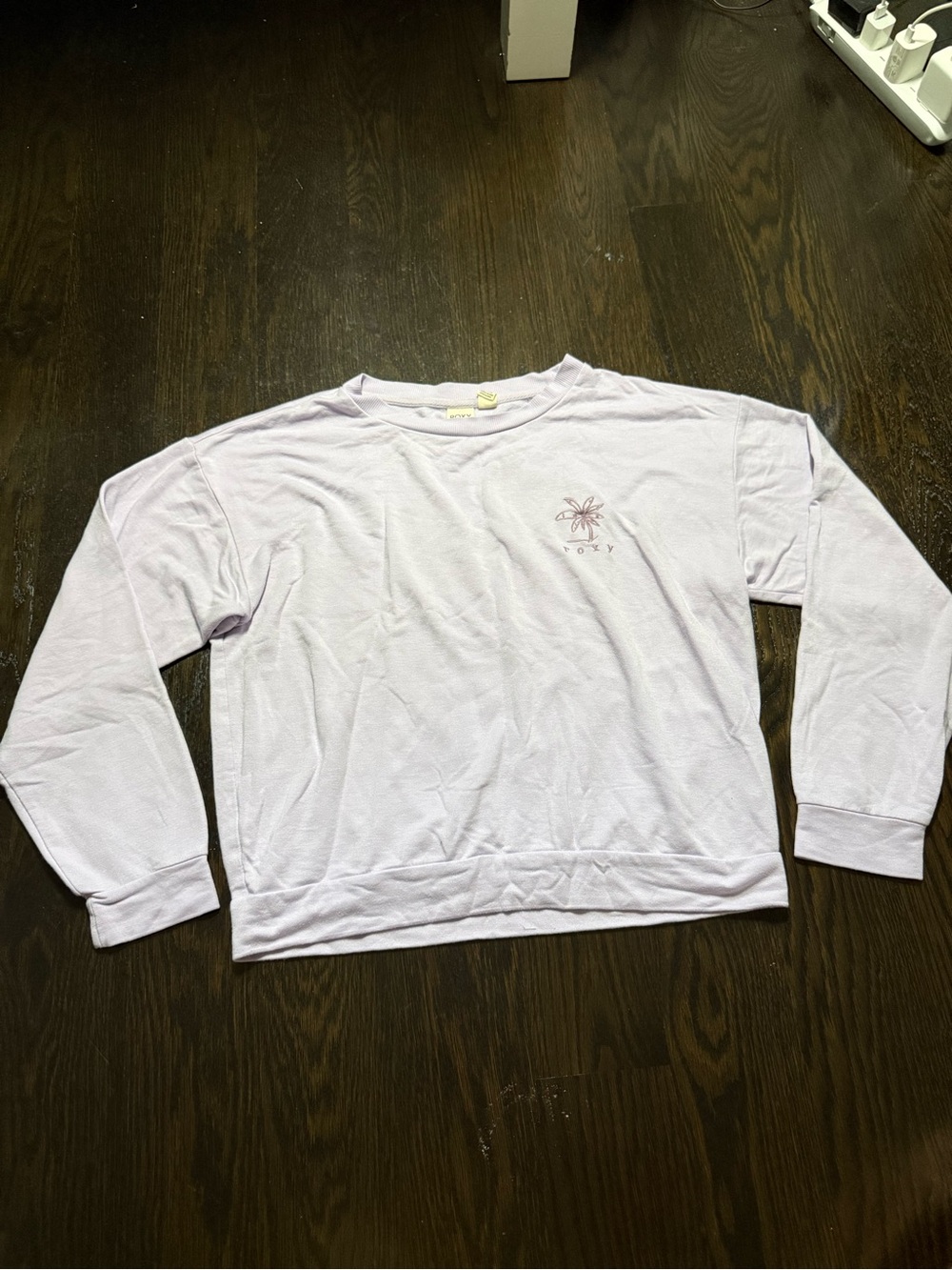 Roxy Light Lavender Crewneck Sweatshirt with Subtle Logo Tag